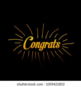 congrats text label or symbol for greeting card with vintage style