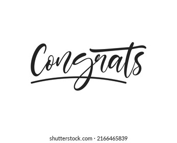 Congrats text lettering calligraphy with Black ornament isolated on white background. Greeting Card Vector Illustration.
