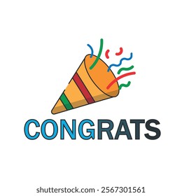 congrats with trumpet icon illustration vector