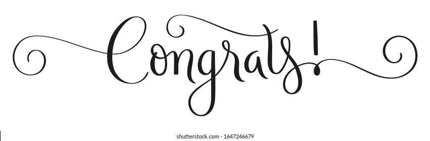 CONGRATS! vector brush calligraphy banner with swashes