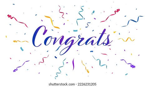 Congrats vector design. Confetti burst background. Party design with colorful confetti.