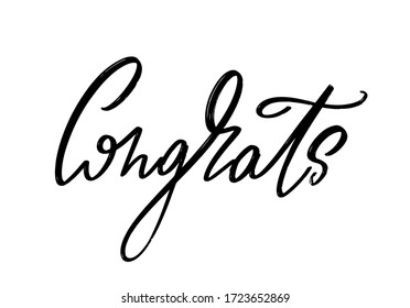 Felicitaciones. Cartas dibujadas a mano del vector aisladas. Plantilla para tarjeta, afiche, banner, imprimir para t-pantalones, pin, placa, parche.