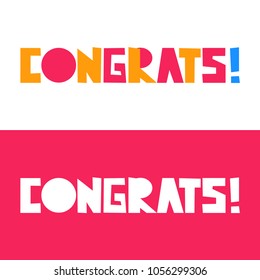 Congrats. Vector illustration on white and red background.