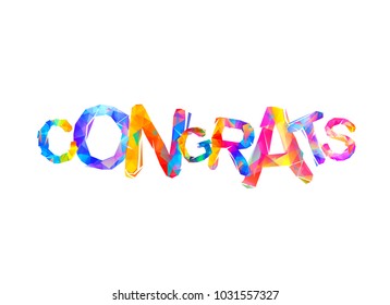 Congrats. Vector inscription of colorful triangular letters