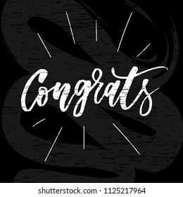 Congrats Vector Phrase Lettering Calligraphy Brush Black Text Chalkboard