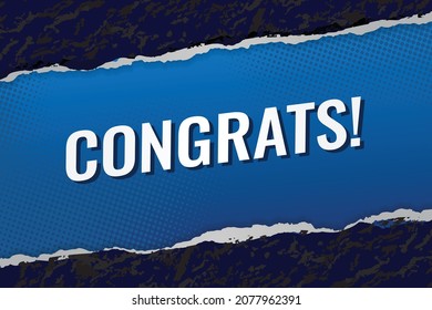 congrats word concept vector illustration with blue lines 3d style for social media landing page, template, ui, web, mobile app, poster, banner, flyer, background, gift card, coupon, label, wallpaper