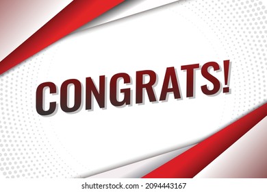 congrats word concept vector illustration with red lines 3d style for social media landing page, template, ui, web, mobile app, poster, banner, flyer, background, gift card, coupon, label, wallpaper