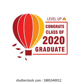 Congrats you did it Class of 2020 handwritten typography lettering line design gold black caps white isolated background banner