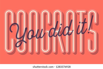 Congrats You Did It Greeting Card Vector Illustration