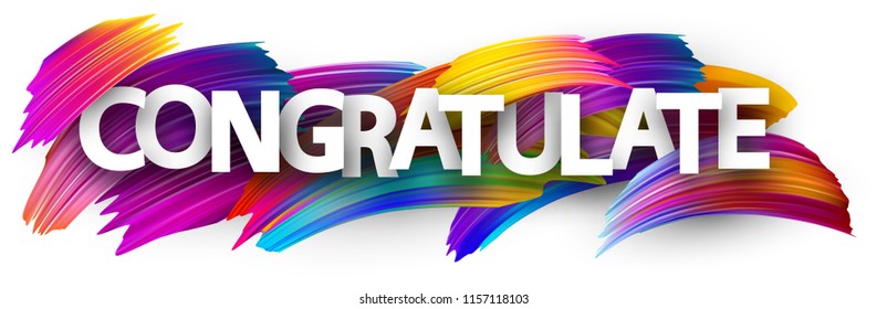 Congratulate banner. Colorful brush design. Vector background.