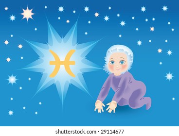 congratulating on birth of child under a sign a zodiac Pisces