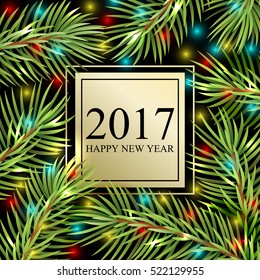 Congratulation 2017 Happy New Year. Holiday pattern. Vector Illustration.