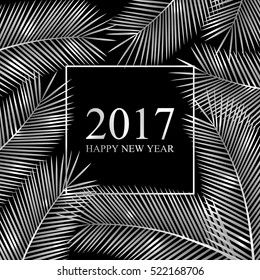 Congratulation 2017 Happy New Year. Tropical card for your design. Holiday background. Vector Illustration.