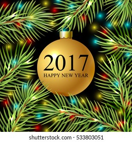 Congratulation 2017 Happy New Year. Holiday pattern. Vector Illustration.