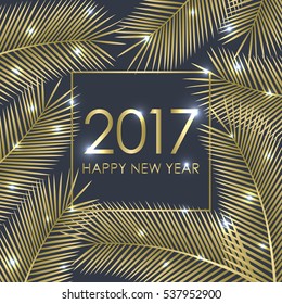Congratulation 2017 Happy New Year. Tropical card for your design. Vector Illustration.