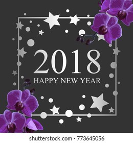Congratulation 2018 Happy New Year. Tropical card for your design. Holiday background. Vector Illustration.