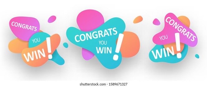 Congratulation Banners and Bubbles. You Win concept for your design