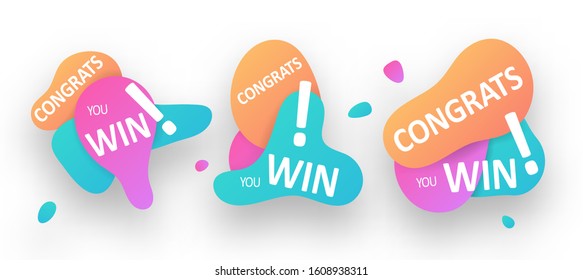 Congratulation Banners Bubbles You Win Concept Stock Vector Royalty