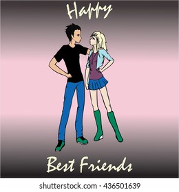 Congratulation With Best Friends Day. 