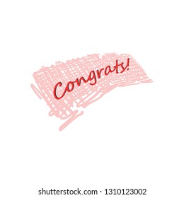 Congratulation card with congrats text on hand drawn sketch background vector