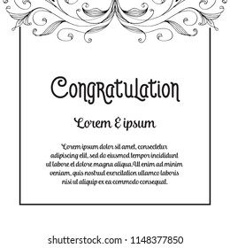 Congratulation card with flower frame art vector illustration