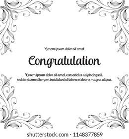 Congratulation card with flower frame art vector illustration