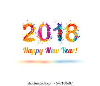 Congratulation card. Happy New Year 2018