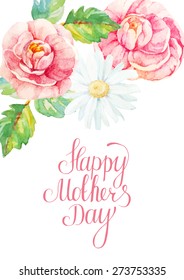 Congratulation card for Mother's Day with watercolor flowers