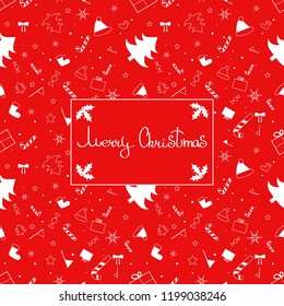 congratulation with christmas on red background with pattern. Art can be used for wallpaper, background, poster, postcard, holiday packing
