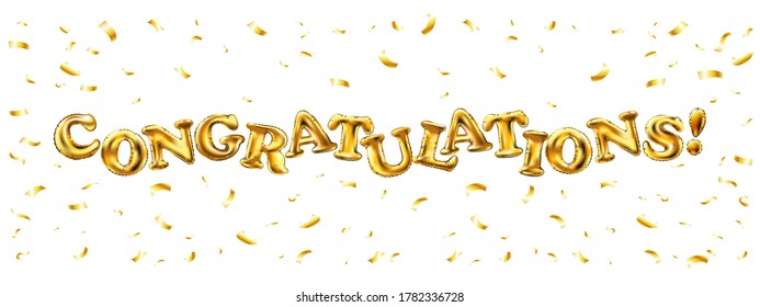 congratulation gold ballons text decoration party eps vector art