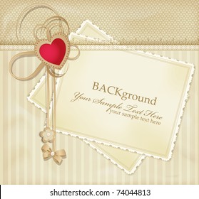congratulation gold vector retro background with red heart