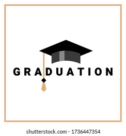 Felicitaciones a la graduación. Ilustración vectorial de la capa de brillo de los graduados con graduación de tassel y palabra sobre fondo blanco en el marco. Diseño de estilo plano para tarjeta de saludo, invitación