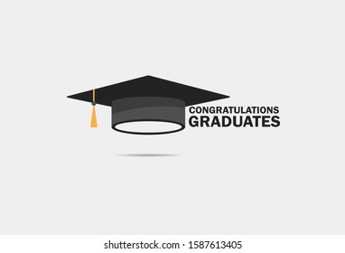 Congratulation Graduates. Graduation cap logo design. vector illustration