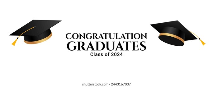 Congratulation graduates lettering design. Graduation celebration text for invitation, greeting card. Vector illustration