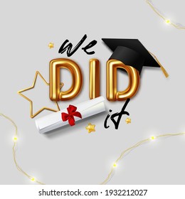 Congratulation Graduates Vector Lettering Illustration We Stock Vector ...