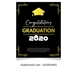 Congratulation Graduation Class Of 2020, greeting card and invitation template.
