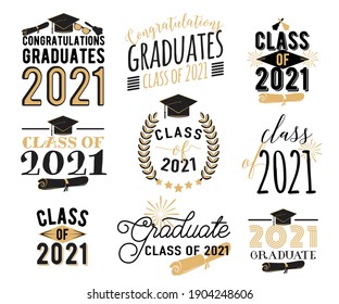 Congratulation Graduation Wishes Overlays Lettering Labels Stock Vector ...