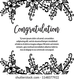 Congratulation greeting card with flower hand draw vector illustration