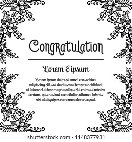 Congratulation greeting card with flower hand draw vector illustration