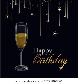 Congratulation greeting card with 'Happy Birthday' quote. Vector image.