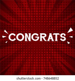 congratulation greeting card with red retro design