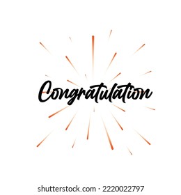 Congratulation, handwritten lettering with golden shiny glitter. Script written of brush pen. Design of hand-drawn vintage lettering.