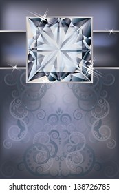 Congratulation invitation card with diamond, vector illustration