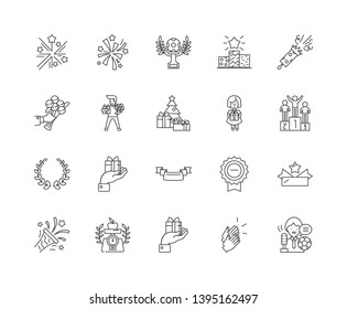 Congratulation line icons, signs, vector set, outline illustration concept 