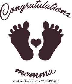 Congratulation Mamma Card Baby Shower Baby Feet