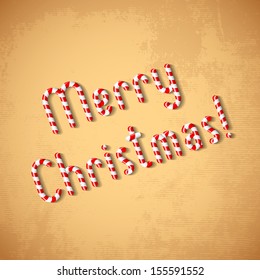 congratulation with Merry Christmas created from lollipops 