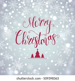 Congratulation Merry Christmas. Holiday background, snowflake pattern. Typography Design. Vector illustration.