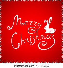 congratulation with Merry Christmas. Rabbit 