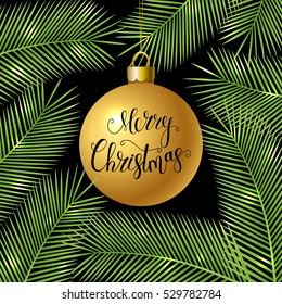 Congratulation Merry Christmas! Tropical Christmas card for your design. Holiday background. Vector Illustration.