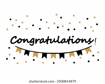 Congratulation Message With Decorative Golden Dots and Stylish Pennant Garland